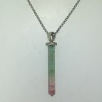 White gold diamond-accented pendant with parti-colour tourmaline crystal