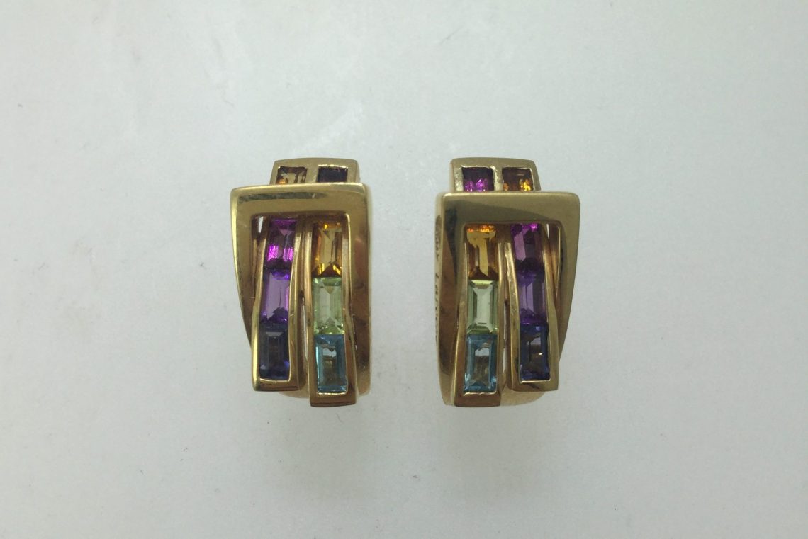 multi-gemstone rainbow earrings