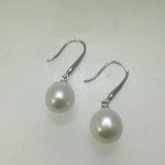 Sterling silver drop earrings with drop-shaped white freshwater cultured pearls