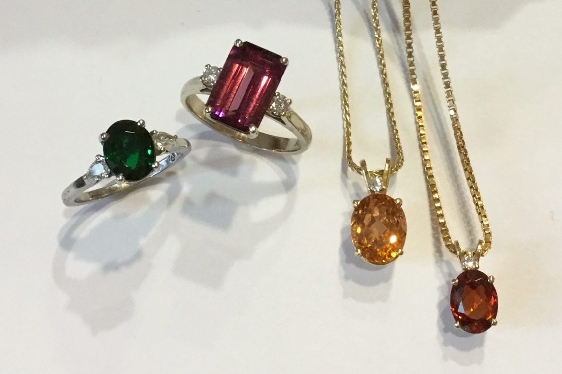 multi-coloured garnet jewellery